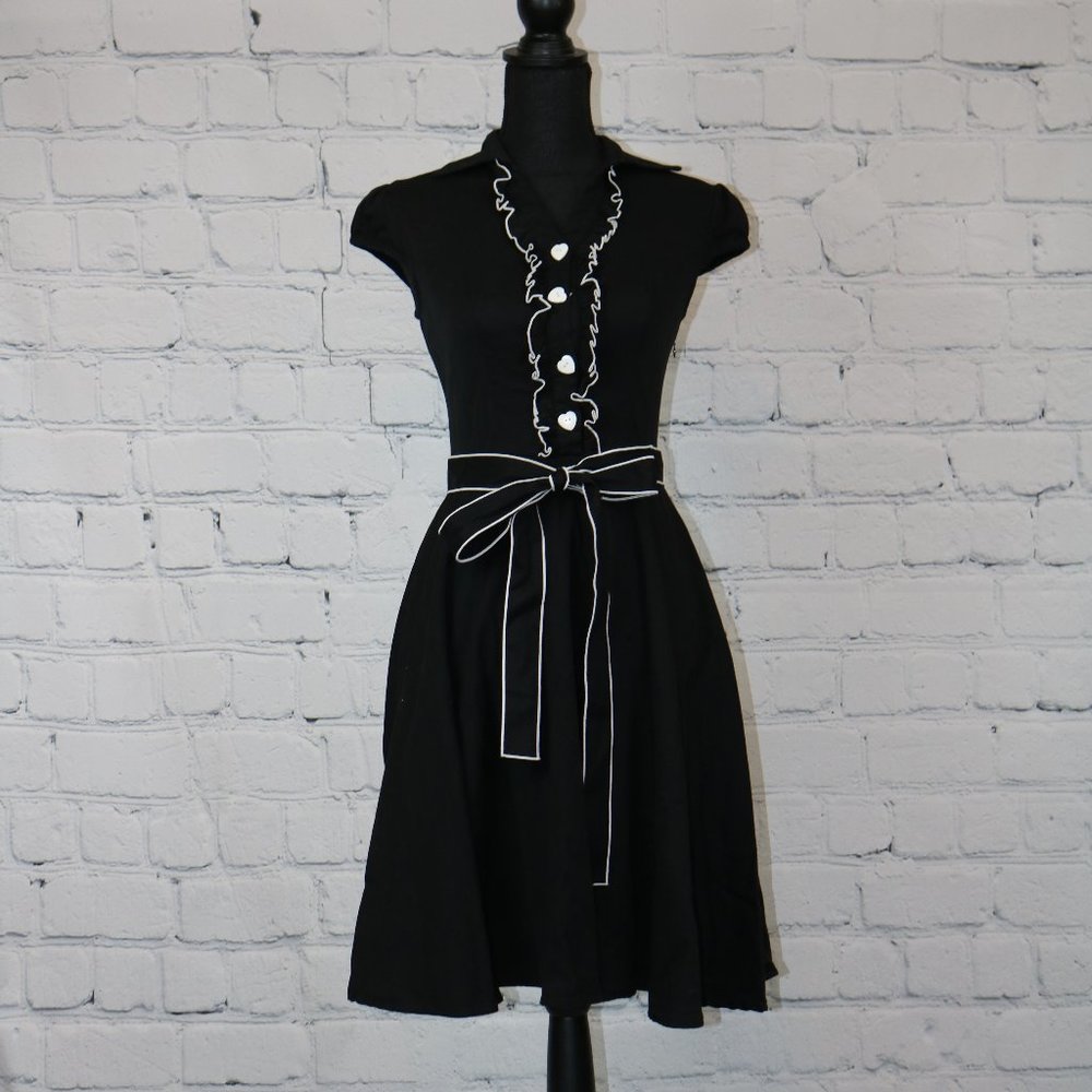 Cute Retro Black Cotton Dress
